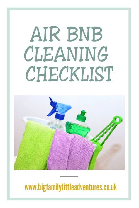 Airbnb Cleaning Checklist & Tips #airbnb #airbnbcleaningchecklist #airbnbchecklist #airbnbtips #bigfamilylittleadventures Cleaning List For Airbnb, Air Bnb Cleaning Tips, Airbnb Welcome Note, Air Bnb Cleaning Checklist, Airbnb Cleaning Checklist Free, Bnb Decor, Deep Cleaning Lists, Airbnb Cleaning Checklist, Apartment Updates