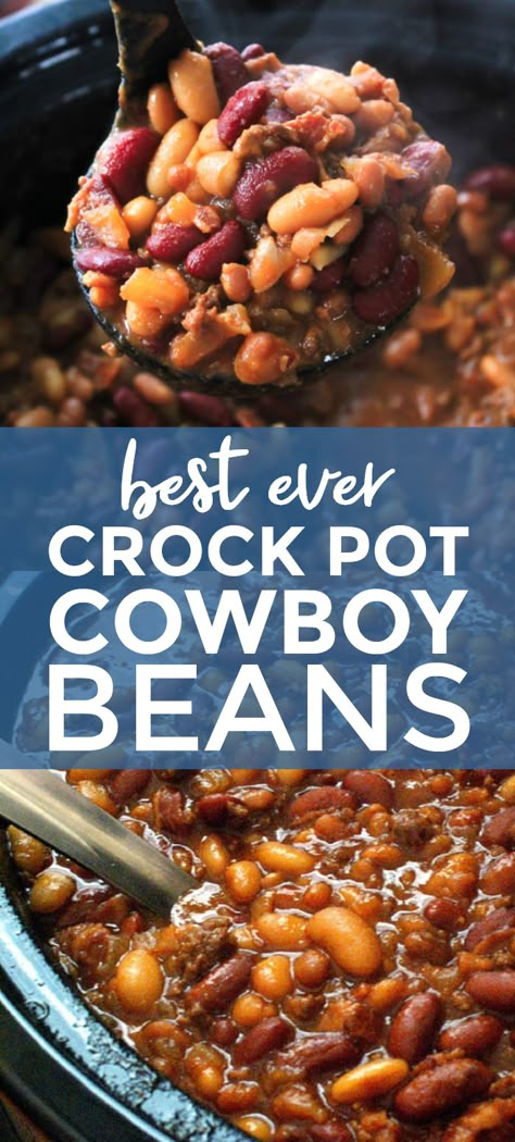 Beans Recipe Crockpot, Bbq Beans, Cowboy Beans, Crock Pot Ideas, Baked Bean Recipes, Crockpot Ideas, Crockpot Dinners, Crockpot Dishes, Crockpot Slow Cooker