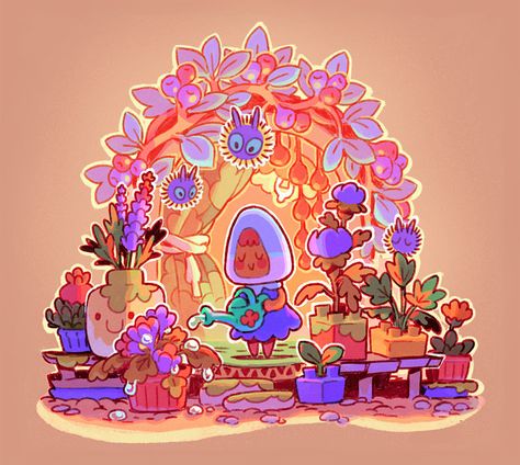 ArtStation - The Tiny Gardener, Requinoesis Tiny House Illustration, Vtuber Mascot, At Least I Tried, Dust Bunnies, Picture Books Illustration, Animation Artwork, The Loft, Nature Illustration, Illustration Character Design