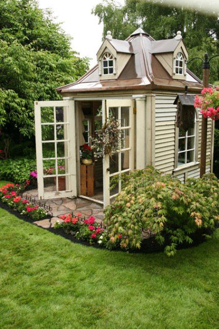 Potting Sheds, She Sheds, Backyard Retreat, Shed Design, Potting Shed, Into The Woods, Little Garden, Garden Structures, Shed Plans