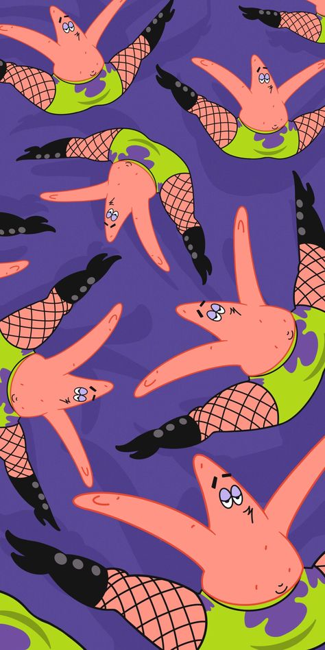 Patrick Star Fishnet, Purple Spongebob, Patrick Star Meme, Patrick Drawing, Wallpapers Purple, Spongebob Background, Spongebob Patrick, 90s Cartoons, Patrick Star