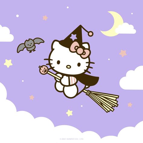 Hello Kitty on Twitter: "Have a supercute and spooky #Halloween! 🔮🌙… " Hello Kitty Halloween Wallpaper, Hello Kitty Images, Kitty Drawing, Hello Kitty Halloween, Hello Kitty Drawing, Purple Halloween, Hello Kitty Art, Halloween Wallpaper Iphone, Sanrio Wallpaper