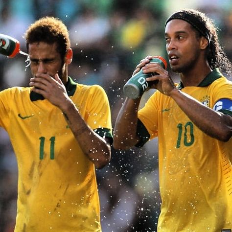 Neymar and Ronaldinho  Brazil national football team Brazil Ronaldinho, Ronaldinho Wallpapers, Old Brazil Team, Brazil Football Team, Brazil 1970 World Cup, Lionel Messi Fc Barcelona, 2002 Brazil Team, Brazil 1994 World Cup, National Football Teams