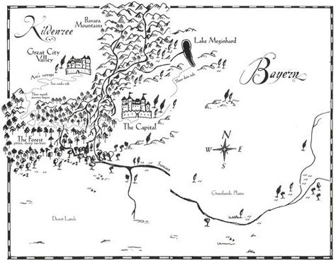 A map of Anidori's journey from Shannon Hale's book, The Goose Girl Narrative Psychology, Books Of Bayern, The Goose Girl, Yellow Forest, Ella Enchanted, Clockwork Princess, The Goose, The Book Thief, The Odyssey