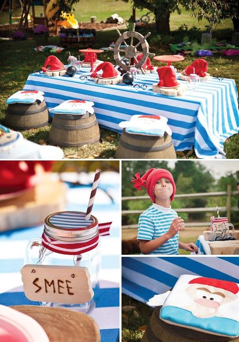 Magical Neverland Inspired Peter Pan Birthday Party Peter Pan Ship, Smee Costume, Pirate Fairy Party, Peter Pan Birthday Party, Painted Sugar Cookies, Neverland Peter Pan, Neverland Party, Peter Pan Birthday, Ship Cake