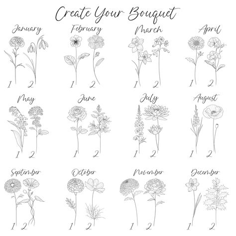 DIGITAL Custom Birth Month Flower, Minimalist Design, Birth Flowers Line Art Print Custom Family Birth Flower Bouquet Tattoo Design - Etsy Birth Flower Line Tattoo, July And April Flower Tattoo, June And September Flower Tattoo, Birth Month Flower Tattoos Bouquet, Family Birth Flower Bouquet Tattoo, Mother Of 2 Tattoo Ideas, Flower Bouquet Tattoo Design, Bouquet Tattoo Design, Birth Flower Tattoos Ideas Families