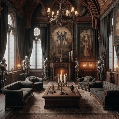 Gothic Interior Design Dark Gothic Interior Design, Gothic Interior Design Living Room, Gothic Style Home Interior Design, Gothic House Interior, Gothic Home Interior, Gothic Architecture Interior, Victorian Gothic Interior, Mansion Layout, Gothic Style Home