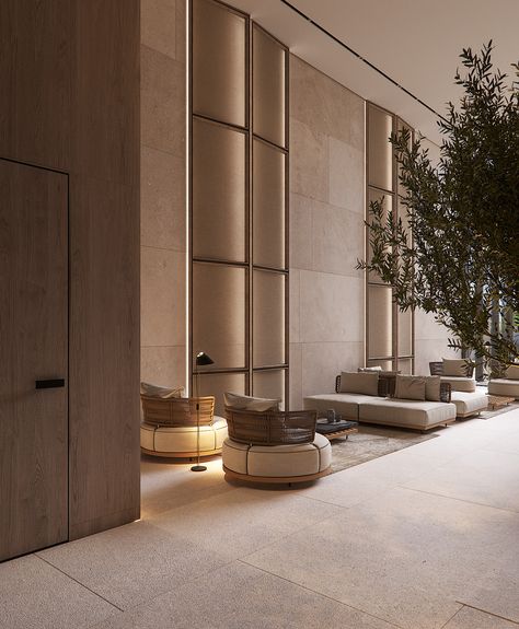 Entrance Lobby Design Residential, Lobby Design Residential, Luxury Lobby, Interior Design Lobby, Hotel Lobby Lounge, Lobby Designs, Modern Hotel Lobby, Residential Lobby, Luxury Hotels Lobby