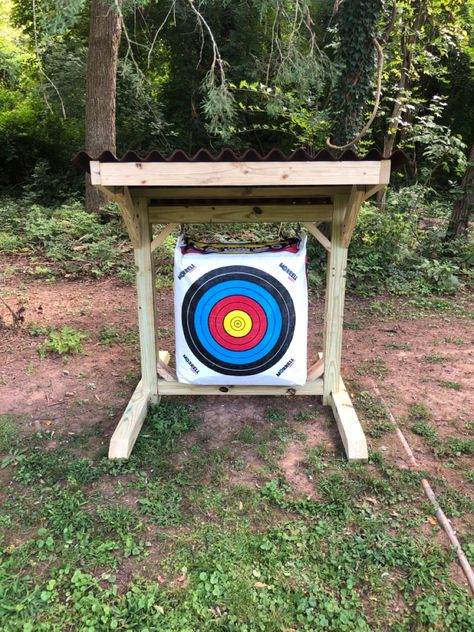 Archery Bag Target Stand, Archery Target Stand Diy, Backyard Archery Range Diy, Archery Backstop, Archery Target Stand, Diy Archery Target, Ag Projects, Backyard Bridges, Archery Targets