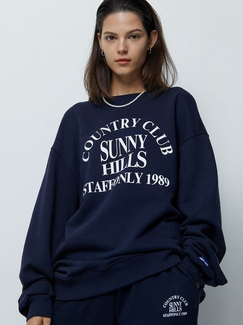 Designer fashion, Seoul-fully created | W Concept Slogan Sweatshirt, Crewneck Design, Sporty And Rich, Graphic Logo, W Concept, 로고 디자인, Fashion Details, Mens Bottom, Sunnies