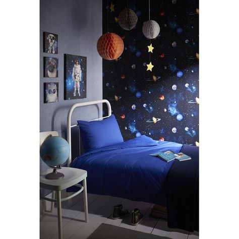 Imagine Fun 10.05m L x 53cm W Roll Wallpaper Affordable Bedroom Decor, Outer Space Bedroom, Boys Bedroom Wallpaper, Galaxy Bedroom, Space Themed Bedroom, Space Themed Room, Affordable Bedroom, Charcoal Wallpaper, Space Wallpaper