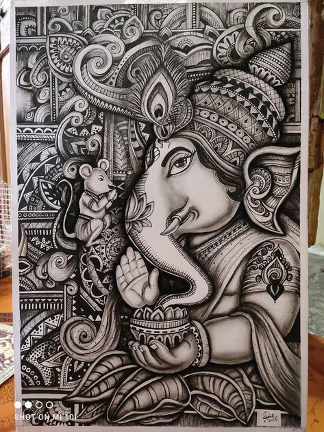 Mandala Ganesha Art, Ganesha Mandala Art, Drawing Reference Photos, Drawing Ideas Creative, Canvas Art Painting Abstract, Ganesh Art Paintings, Pen Art Work, Modern Art Canvas Painting, Krishna Drawing