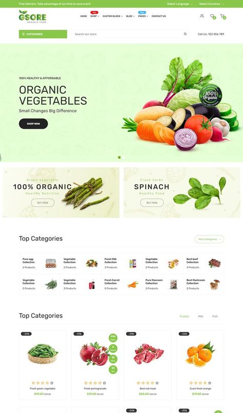 Grocery and Organic Food Shop HTML Template Grocery Store Website Design, Grocery Store Website, Grocery Store List, Grocery Website, Organic Food Shop, Spinach Healthy, Grocery Store Design, Milk Shop, Fresh Milk