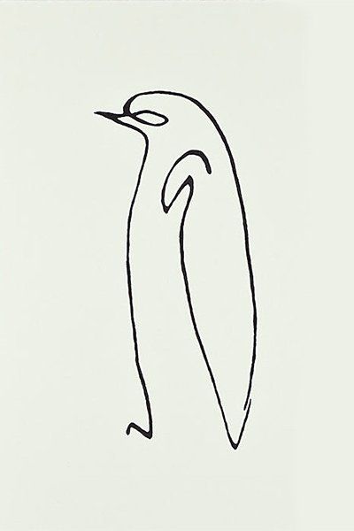 Pablo Picasso Drawings, Line Art Tattoo, Animal Line Drawings, Penguin Tattoo, Picasso Drawing, Penguin Drawing, Art Picasso, Animal Clothing, Drawing Animals