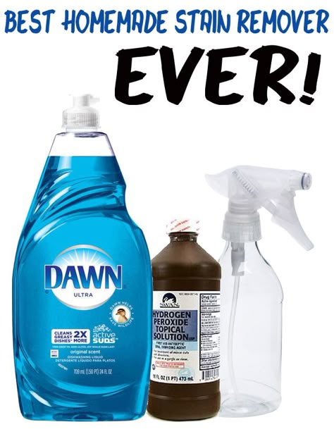 best homemade stain remover ever Stain Remover With Dawn And Peroxide, Peroxide And Dawn Stain Remover, Dawn Peroxide Stain Remover, Dawn And Peroxide Stain Remover, Homemade Stain Remover, Stain Remover For Clothes, Homemade Stain Removers, Cleaning With Hydrogen Peroxide, Cleaning With Peroxide