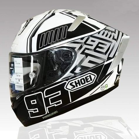 Motorcycle Helmets Art, Bike Helmet Design, White Ant, Shoei Helmets, White Helmet, Full Face Motorcycle Helmets, Cycling Clothes, Motorbike Helmet, Motocross Racing