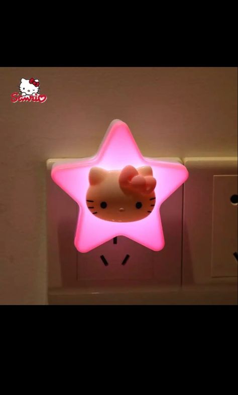 Hello Kitty Night Light, Hello Kitty Light Switch, Sanrio Night Light, Hello Kitty Bedroom, Star Night Light, Cat Door, Pink Home Decor, Crystal Lamp, Light Switch Covers