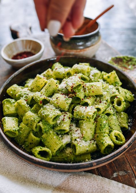 Kale Pesto Pasta - The Woks of Life Kale Pesto Pasta, Kale Pesto Recipe, Mozzarella Sandwich, Kale Pasta, Woks Of Life, The Woks Of Life, Kale Pesto, Tomato Mozzarella, How To Make Pesto