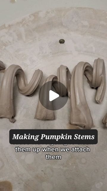 Lyndsey Roberts | Ceramic Arts on Instagram: "It's that time of year again! This is how I make the stems for my pumpkins. They will be available on my website this Sunday, Sept 8th at noon est! . . . #pumpkins #pumpkintutorial #makingpumpkins #pumpkin #ceramicsaretrending #potteryartist #potteryarts #ceramicarts #ceramicartworks #processvideo #process #clay #claystagram  #potterystudio #ceramicstudio #ceramics #studiolife #ceramicartist #lyndseyroberts #lilacmoonceramics" Clay Pumpkin Stems Diy, Dark Brown Clay Glazes, How To Make A Clay Pumpkin, Clay How To, Pinch Pot Pumpkins, Pottery Pumpkins Ideas, Ceramic Pumpkins Pottery, Fall Pottery Ideas, Fall Clay Ideas