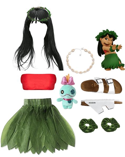 Cute Lilo And Stitch Costumes, Lelo And Stitch Costumes, Lilo And Stitch Costume Kids, Lilo Outfit, Duo Cosplay, Lilo Costume, Lilo And Stitch Costume, Stitch Halloween Costume, Black Straight Hair