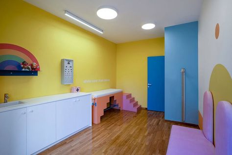 Pediatrician’s Office: How Color & Wood Shapes Child-Friendly Clinics Pediatrician Office, Ioannina Greece, Architecture Drawing Plan, Wood Shapes, Child Friendly, Vibrant Design, Architecture Drawing, Kid Friendly, Greece