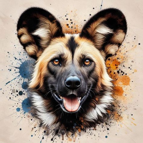 African Painted Wild Dog - Gareth Parkes African Wild Dog Art, Dog Transport, Running Of The Bulls, Animal Action, Wild Dog, Dog Pen, African Wild Dog, Raccoon Dog, Woodland Art