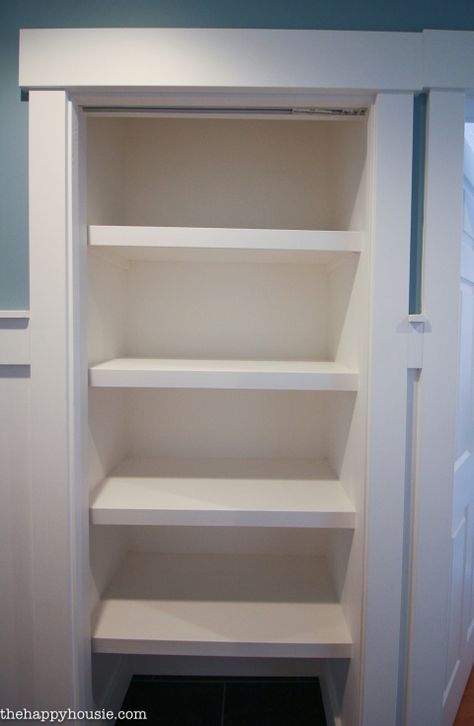 A step by step tutorial about how to replace builder basic wire shelves with DIY custom wood shelves to give your closet a solid high end feel. Closet Shelving System, Wood Closet Shelves, Linen Closet Makeover, Diy Closet Shelves, Wire Closet Shelving, Diy Wood Shelves, Wire Shelves, Diy Tumblr, Master Bathrooms