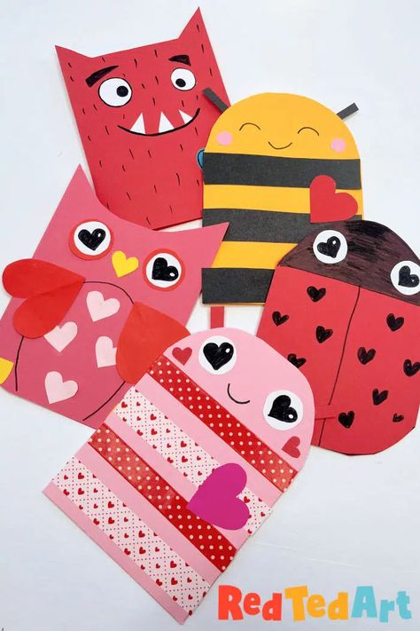 6 Super Simple Valentines Cards for Kids of all Ages - Red Ted Art Crafts Simple Valentines Cards, Valentines Cards For Kids, Easy Valentine Cards, Simple Valentines, Card Making Ideas Easy, Simple Card Designs, Red Ted Art, Diy Valentines Cards, Simple Christmas Cards