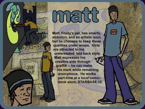 Mtv Downtown Characters, Chaka Mtv Downtown, Matt Downtown Mtv, Alex Mtv Downtown, Downtown Mtv Aesthetic, Downtown Cartoon, Mtvs Downtown, Mtv's Downtown, Downtown Mtv