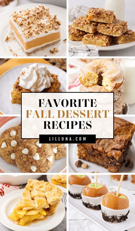 This collection of fall dessert recipes features all the best warm and cozy treats with autumn spices and flavors to enjoy all season long! Taste Of Home Dessert Recipes, Fall Flavor Recipes, Amazing Fall Desserts, Favorite Fall Desserts, Fall Small Desserts, Beat Fall Desserts, Yummy Fall Dessert Recipes, Fall Baked Recipes, Easy Delicious Fall Desserts