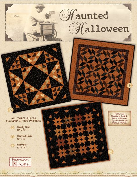 Haunted Maze, Halloween Quilt Patterns, Pam Buda, Halloween Quilt, Small Wall Hangings, Haunted Halloween, Marcus Fabric, Quilt Fabric Collections, Halloween Quilts