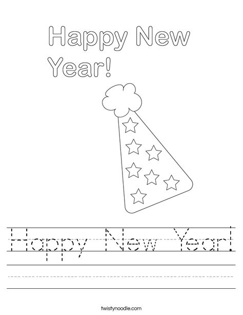 Happy New Year Worksheet - Twisty Noodle New Years Crafts For Kindergarten, New Years Lesson Plans Preschool, Happy New Year Crafts For Preschool, Happy New Year Preschool Activities, New Years Prek Activities, New Years Worksheets For Kids, New Years Preschool Crafts, New Year Crafts For Preschool, New Years Activities Preschool