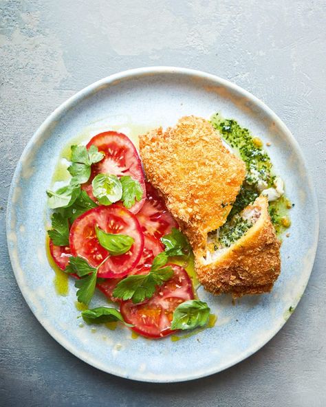 Hake Recipes, Chicken Kiev Recipe, Fancy Dinners, Chicken Kiev, Cauliflower Puree, Favorite Recipes Chicken, Shellfish Recipes, Quick Dinners, Delicious Magazine