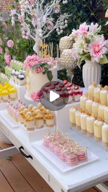 Kori Lowe on Instagram: "Creating the "Baby in Bloom" dessert table for @jvonnelowe and @theblknrd was an absolute blast! ❤️ I’d never seen a cotton candy tree before, but they had the vision and we made it happen. It was a huge hit—kids and adults alike loved it! This would be adorable at birthday parties, weddings, and any special event. Check out the video to see how I made it.   Stay tuned for more ideas and recipes from this baby shower throughout the week! . . #BabyInBloom #DessertTable #CottonCandyTree #BabyShower #PartyIdeas #DIYParty #EventPlanning #SweetTreats #Inspiration #PartyDecor #CreativeBaking #BakingFun #Celebrate #PartyPlanning #EventStyling #LoveWhatIDo #BakerLife #birthday #cakedecorating #cakes" Baby Shower Dessert Table Backdrop, Sweets Table Baby Shower Ideas, Baby Shower Girl Sweet Table, Baby In Bloom Baby Shower Dessert Table, Baby Shower Food Table Set Up, Baby Shower Dessert Table Ideas, Baby In Bloom Sweet Table, Baby In Bloom Dessert Table, Treat Table Ideas