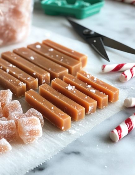 Homemade Candy Canes Recipe, Caramel Candy Recipe, Chocolate Caramel Candy, Homemade Caramel Candy, Caramel Candies Recipe, Soft Caramels, Homemade Caramels, Candy Cane Recipe, Caramel Candies