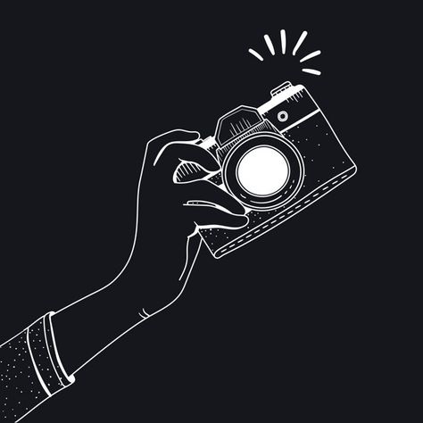 Camera Black And White, Black And White Camera, Hand Camera, Camera Logos Design, Logo Camera, Camera Cartoon, Camera Drawing, Black And White Instagram, White Camera