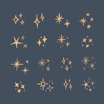 Free Vector | Free vector doodle hand drawn miscellaneous illustrations Star Drawings Simple, Different Ways To Draw Sparkles, Atomic Starburst Tattoo, Sparkle Drawing Simple, Gold Drawing Ideas, How To Draw Sparkles, Starburst Drawing, Stars Aesthetic Drawing, How To Draw Stars