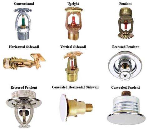 Types of sprinkler heads. A good review for all firefighters. Daily Hobbies, Fire Hydrant System, Fire Sprinklers, Fire Officer, Fire Sprinkler System, Fire Protection System, Residential Plumbing, Fire Training, Fire Suppression System