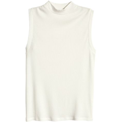 H&M Sleeveless turtleneck top ($24) ❤ liked on Polyvore featuring tops, white, ribbed tank top, rib tank, sleeveless turtleneck tops, ribbed turtleneck and ribbed sleeveless turtleneck White Turtleneck Shirt, Turtleneck White, White Ribbed Top, White Sleeveless Shirt, Turtle Neck Shirt, Sleeveless Turtleneck Top, White Sleeveless Top, Turtleneck Shirt, White Turtleneck