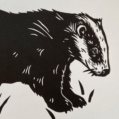 Now this one really is one of my favourites. Bonus print for next Fridays release badger! Who do you like best so far badger mouse or squirrel? #printmaker #imprinted #thelittlestfalcon #get_imprinted #printer #linocut #linoprint #badger #badgerart #animalart #printspotters #popmember #printmakingforthepeople #printmaking #badgersofinstagram #comingsoon Badger Illustration, Badger, Otters, Linocut, Printmaking, Animal Art, Moose Art, Animals, Instagram