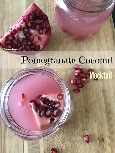 Pomegranate Coconut Mocktail Coconut Mocktail, Pomegranate Drinks, Coconut Drinks, Mocktail Recipe, Juice Drinks, Pomegranate Juice, Hot Drinks, Coconut Water, Mocktails