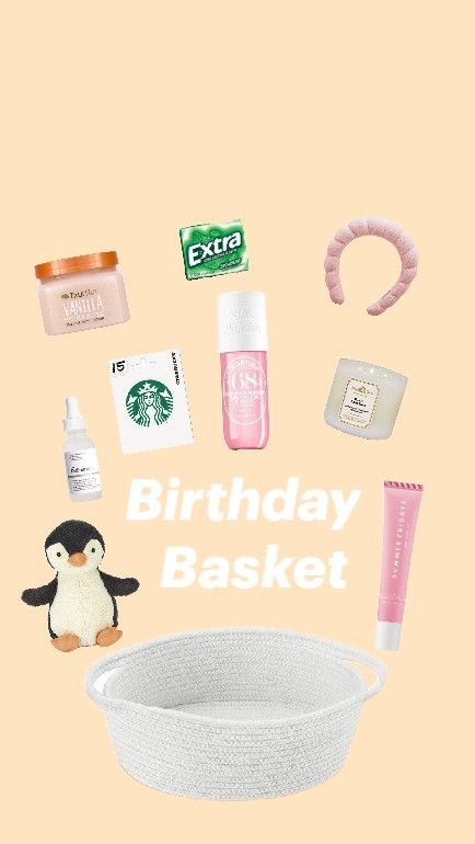 Birthday basket idea 🍰 #preppy #basket #birthday #preppy #fyp #ideas #thatgirl #vibes #inspo Birthday Basket For Best Friend Cheap, Preppy Birthday Basket, Cheap Birthday Basket Ideas, Make A Birthday Basket, Cute Birthday Baskets, Birthday Basket Ideas, Preppy Basket, Bestie Basket, Bday Basket