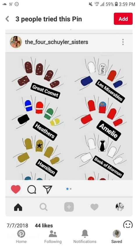 Musical Theatre Nails, Six The Musical Nails, Theater Nails, Heathers Nails, Musical Theatre Humor, Broadway Nails, Music Nails, Theatre Humor, College Course