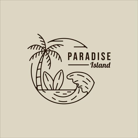 Symbol For Travel, Palm Tree Outline, Icon Graphic Design, Oasis Logo, Line Art Simple, Palm Tree Logo, Logo Line Art, Holiday Logo, Surf Logo