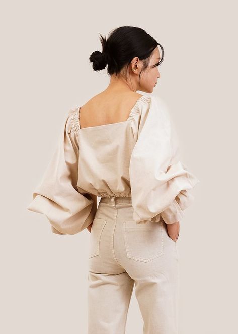 Puffy Shoulder Top, Drapey Tops, Off Shoulder Linen Top, Puffy Sleeve Top Outfit, Puffy Sleeves Top, Puffy Sleeve Top, Formal Tops, Balloon Sleeve Top, Slow Fashion Movement