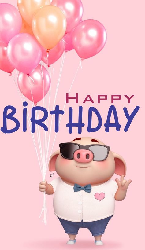 Happy Birthday Pig, Birthday Wishes For Brother, Cute Piglets, Happy Birthday Celebration, Birthday Wishes Messages, Pig Cartoon, Happy Birthday Pictures, Cute Piggies, Pig Birthday