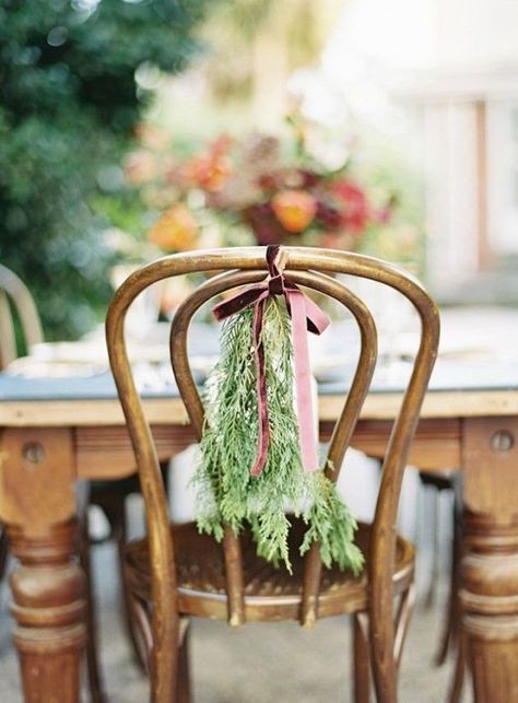 Evergreen Wedding, Winter Wedding Photos, Winter Wedding Decorations, Wedding Chair, Winter Wedding Inspiration, Winter Wedding Ideas, Bridal Musings, Chair Decorations, Wedding Chairs