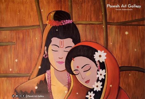 Siya Ram painting | ram sita Rangoli Design Ram Sita, Ram Sita Sketch Easy, Ram And Sita Painting, Ram Sita Drawing For Kids, Ram And Sita Rangoli, Diwali Rangoli Shree Ram, Ram Sita Water Colour Painting, Ramji Sita Ji Rangoli, Shree Ram Painting Easy