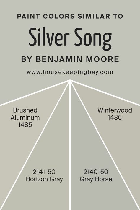 Colors Similar to Silver Song 1557 by Benjamin Moore Bm Grey Paint Colors, Benjamin Moore Gray Paint Colors, Best Greige, Benjamin Moore Gray, Gray Paint Colors, Trim Colors, Grey Paint Colors, Gray Paint, Grey Horse