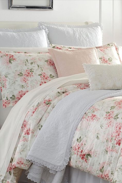 Laura Ashley - Queen Comforter Set, Luxury Bedding with Matching Shams, Stylish Home Decor for All Seasons (Wisteria Pink, Queen) Love Shack Fancy Bedding, Fancy Bedding, Twin Comforter Sets, Floral Comforter, Twin Comforter, King Comforter Sets, Queen Comforter Sets, Queen Comforter, King Comforter